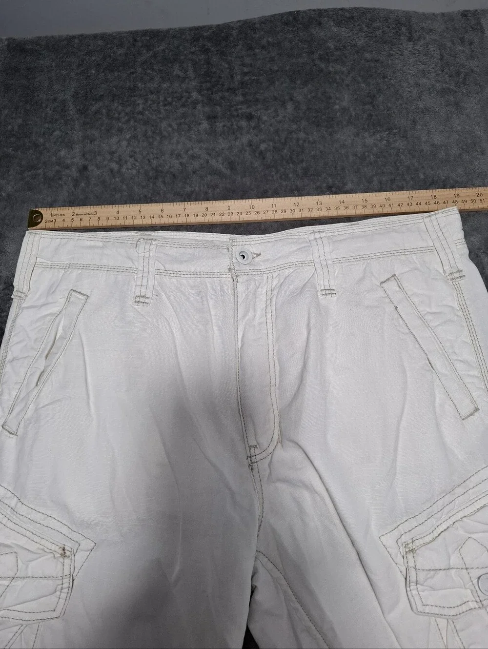 Jet Lag Cargo Shorts Camp Rugged Withe / Cream Utility Baggy Mens Size 36